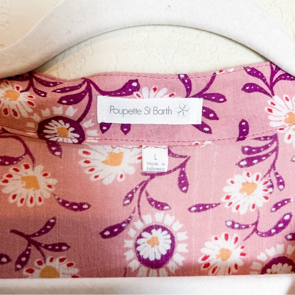 Poupette St Barth Amora Drop Waist Mini Dress in Purple Margot Floral Size Large - Picture 4 of 7